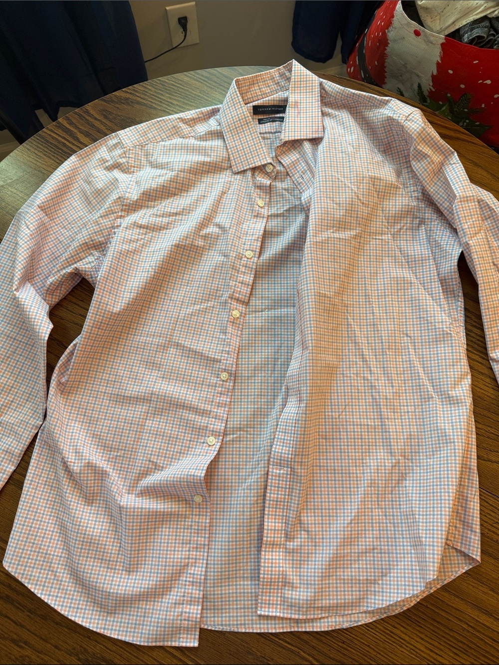 Tommy Hilfiger Men's Button-Down Check Shirt - Orange/Blue